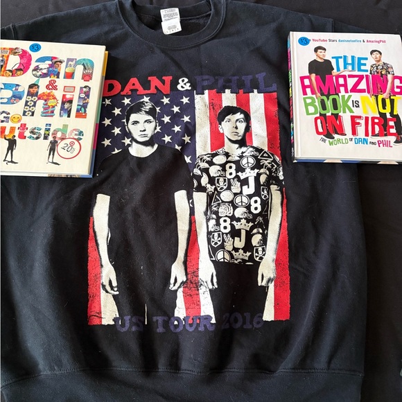Dan & Phil Black Graphic Sweatshirt - Picture 1 of 5